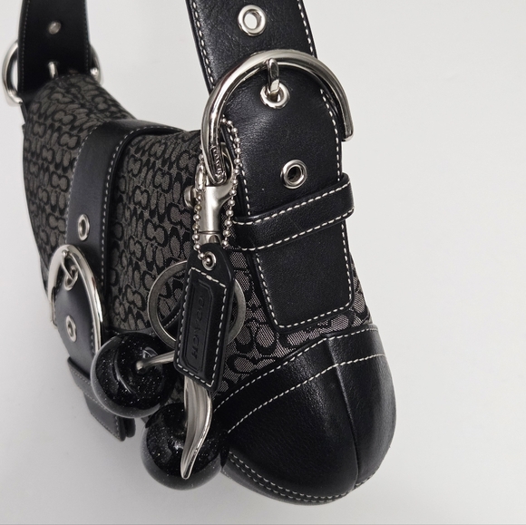 EXCELLENT VINTAGE COACH Y2K MINI SIGNATURE SOHO BUCKLE FLAP SHOULDER BAG 6818 - Picture 7 of 11